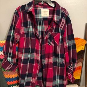 Plaid button down top